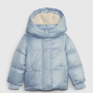 NWT! GAP Light Blue Toddler Puffer Jacket with Hood